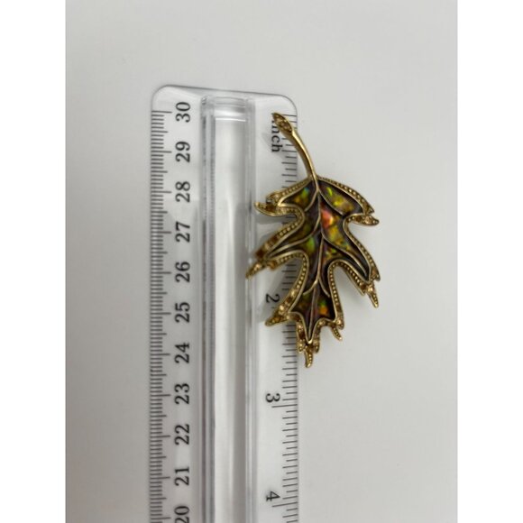 Oak Tree Leaf Brooch Liz Claiborne Fall Colors Gold Tone - Picture 9 of 9